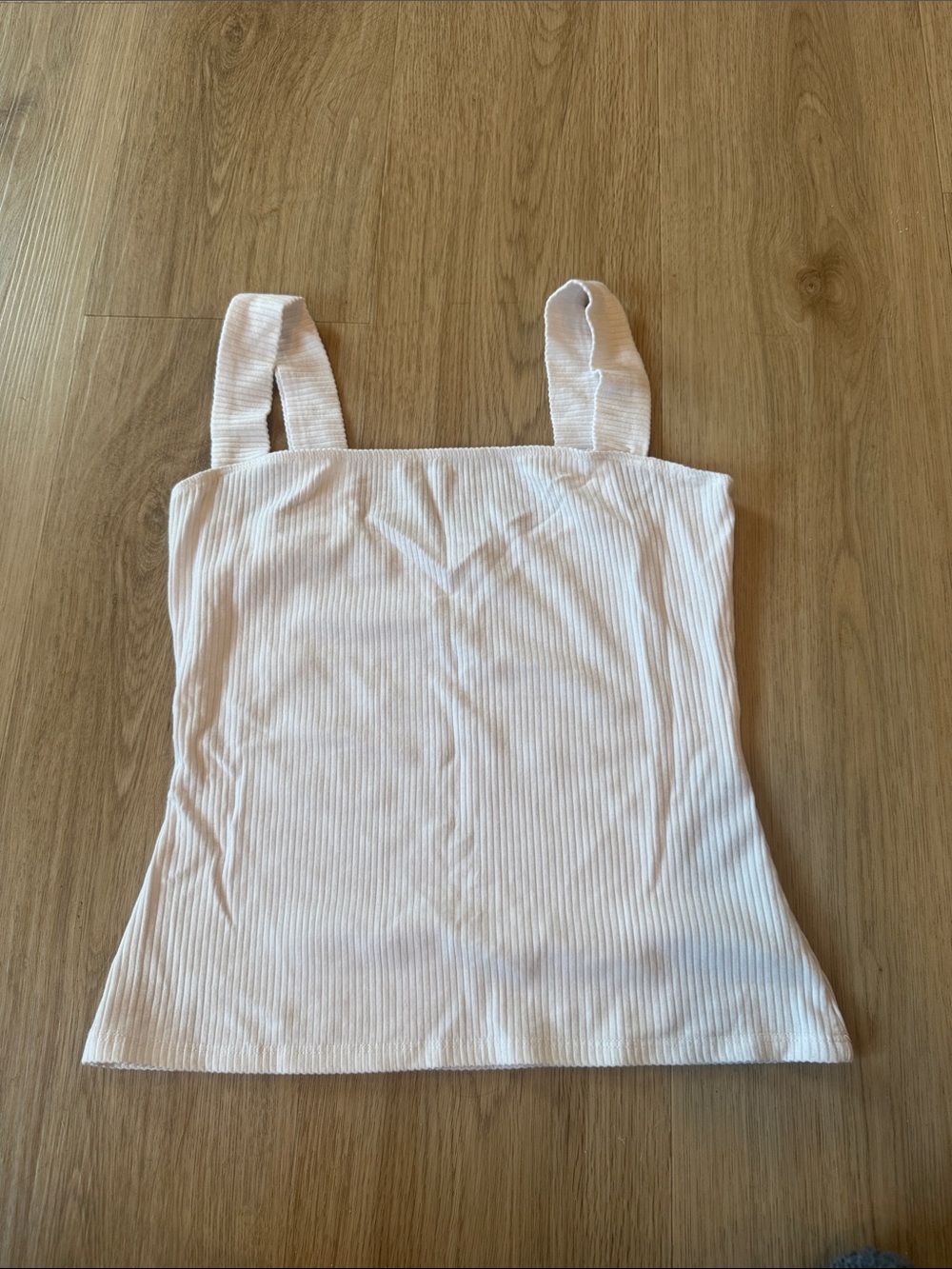 Reformation Cream Ribbed Square-Neck Tank Top
